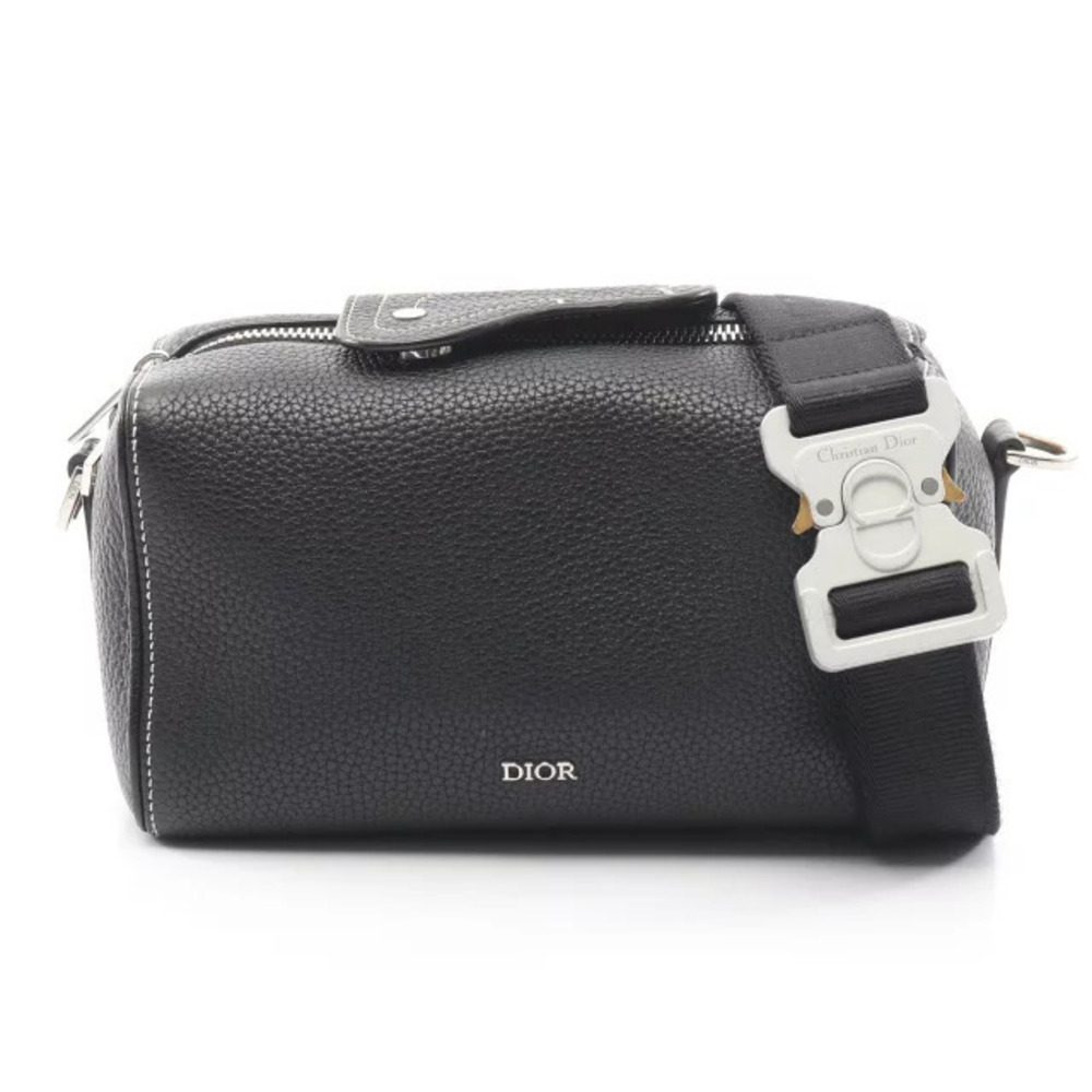 Christian Dior Lango Shoulder Bag Leather Black